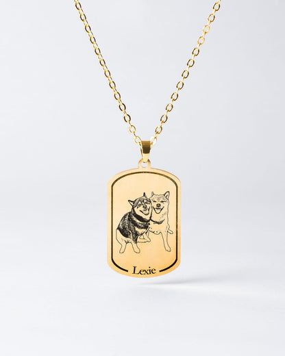 Personalized Dogtag Necklace with Custom Engraved Dog Photo - Unique Memorial Gift for Dog Owners