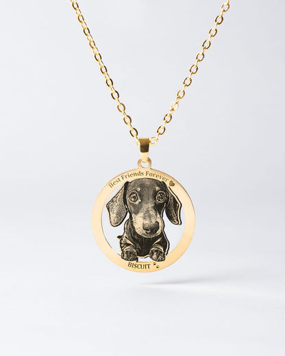 Personalized Halo Dog Necklace with Custom Engraved Photo - Heartfelt Memorial Jewelry for Pet Owners