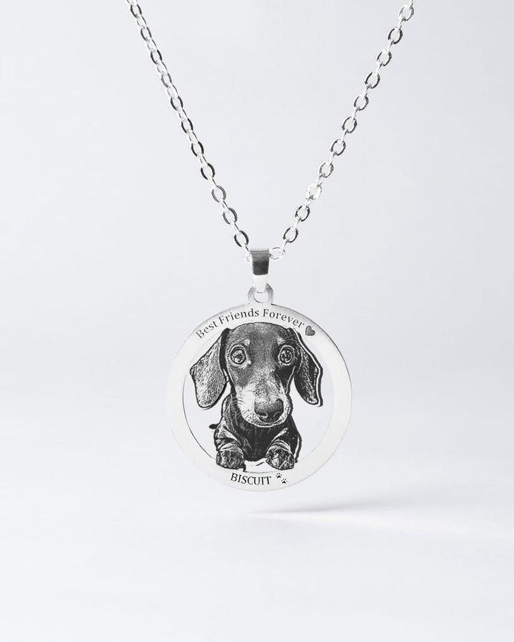 Personalized Halo Dog Necklace with Custom Engraved Photo - Heartfelt Memorial Jewelry for Pet Owners