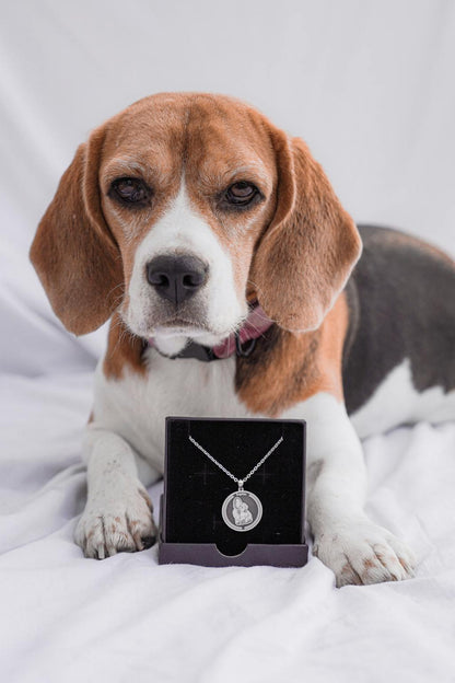 Custom Engraved Black Medallion Dog Necklace with Personalized Photo - Elegant Memorial Gift for Dog Lovers