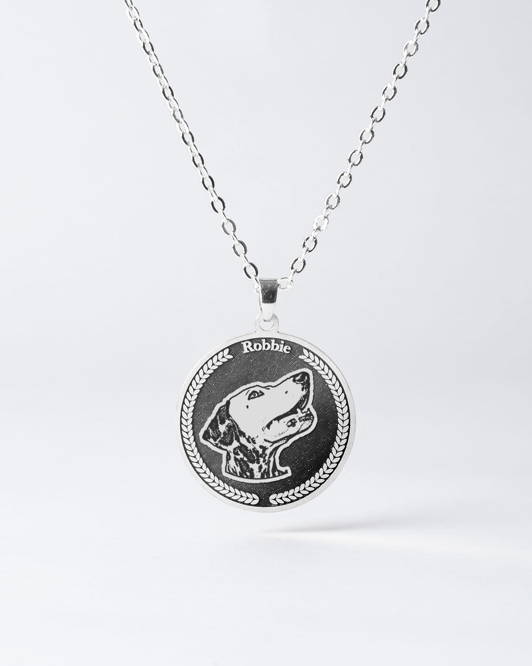 Custom Engraved Black Medallion Dog Necklace with Personalized Photo - Elegant Memorial Gift for Dog Lovers