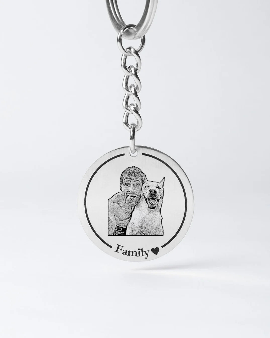 Personalized Medallion Dog Keychain with Custom Engraved Photo - Elegant Keepsake for Dog Owners