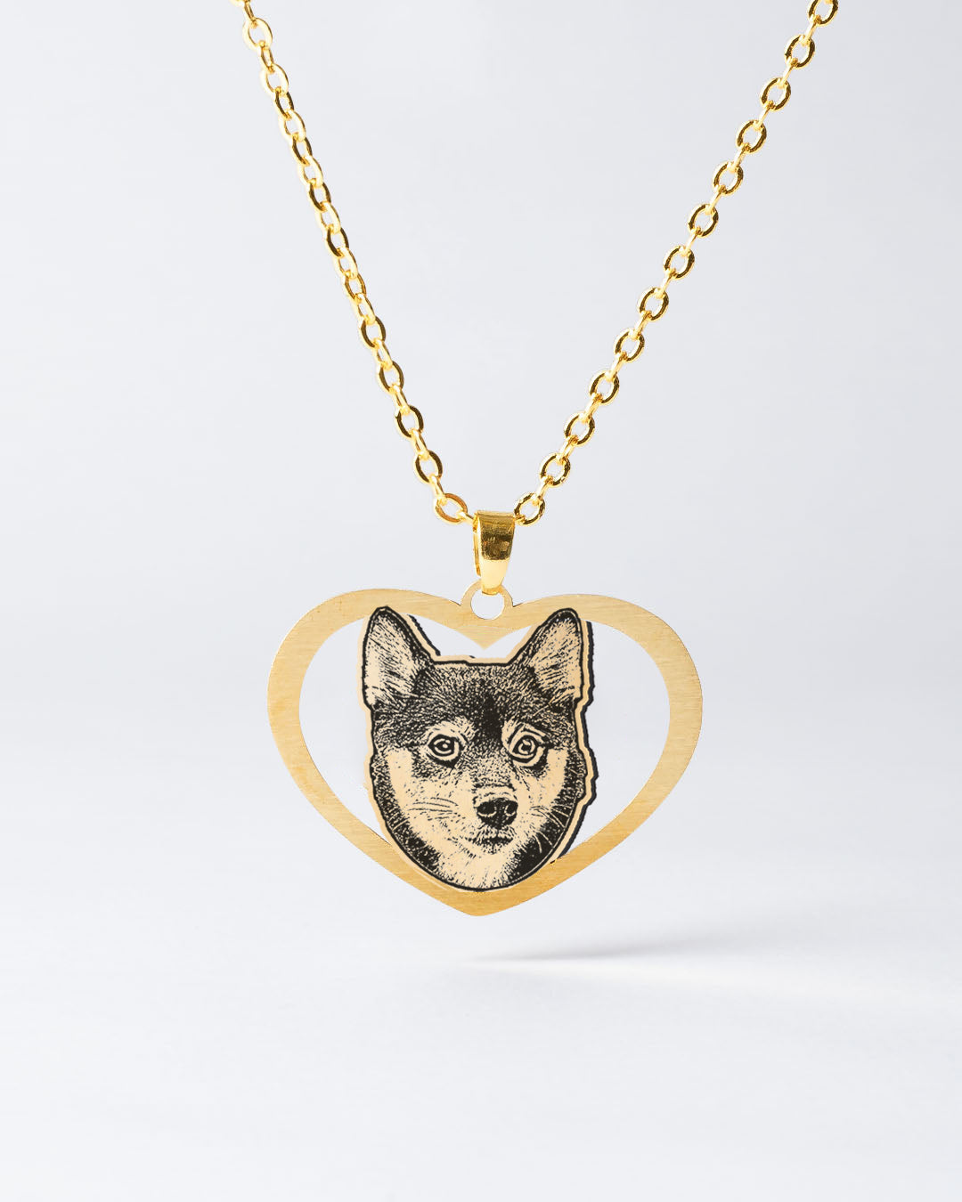 Personalized Halo Heart Dog Necklace with Custom Engraved Photo - Heartfelt Keepsake for Dog Owners
