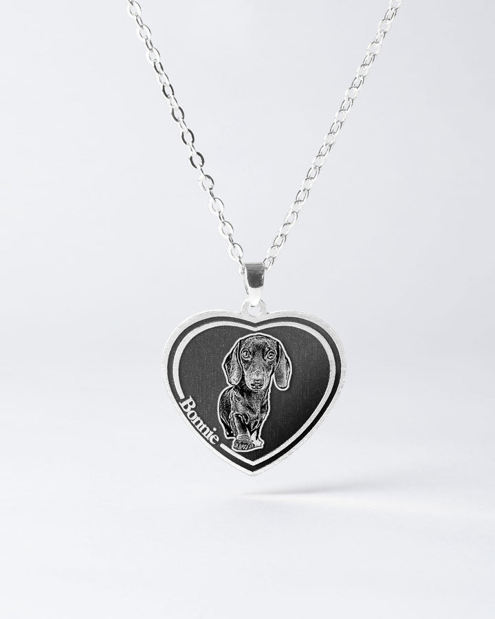 Custom Engraved Black Heart Dog Necklace with Personalized Photo - Elegant Memorial Gift for Pet Lovers