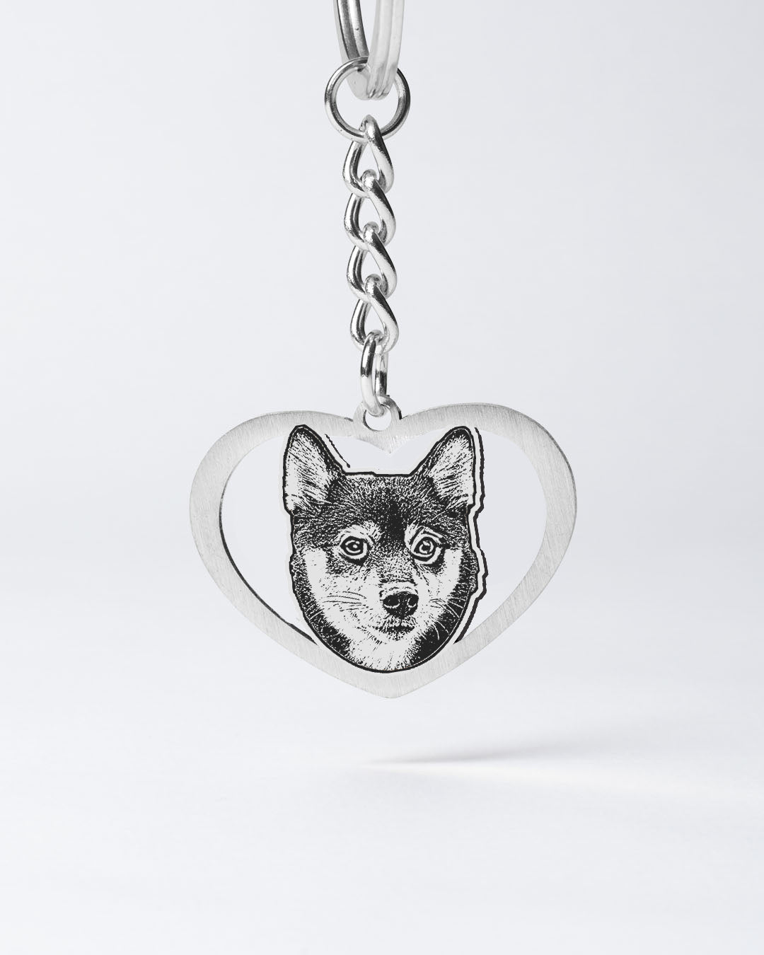 Custom Engraved Halo Heart Dog Keychain with Personalized Photo - Heartfelt Memorial Gift for Pet Lovers