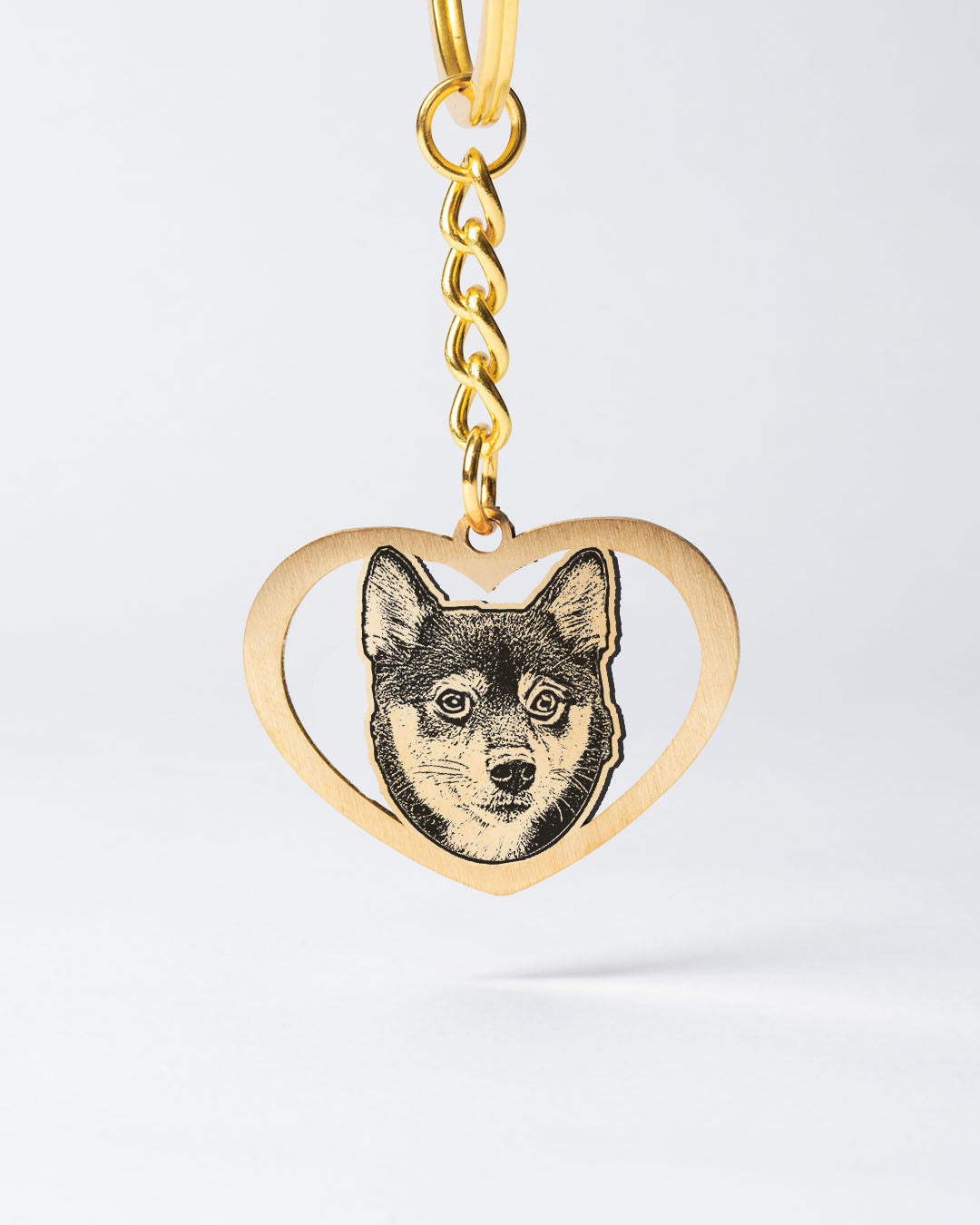 Custom Engraved Halo Heart Dog Keychain with Personalized Photo - Heartfelt Memorial Gift for Pet Lovers