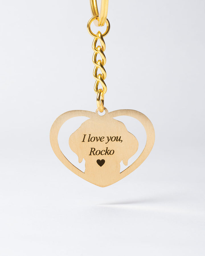 Custom Engraved Halo Heart Dog Keychain with Personalized Photo - Heartfelt Memorial Gift for Pet Lovers