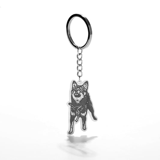 Wonsup® Life-Like Dog Keychain with Custom Engraved Photo - Realistic Pet Memorial Accessory