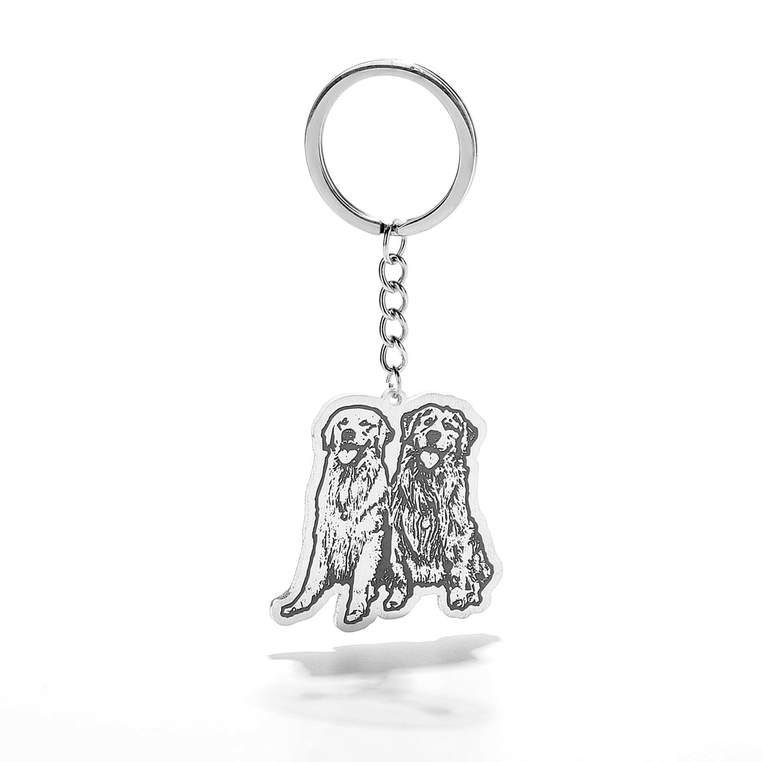 Wonsup® Life-Like Dog Keychain with Custom Engraved Photo - Realistic Pet Memorial Accessory