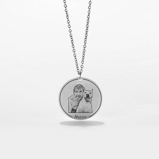 Personalized Medallion Dog Necklace with Custom Engraved Photo - Unique Keepsake for Dog Owners