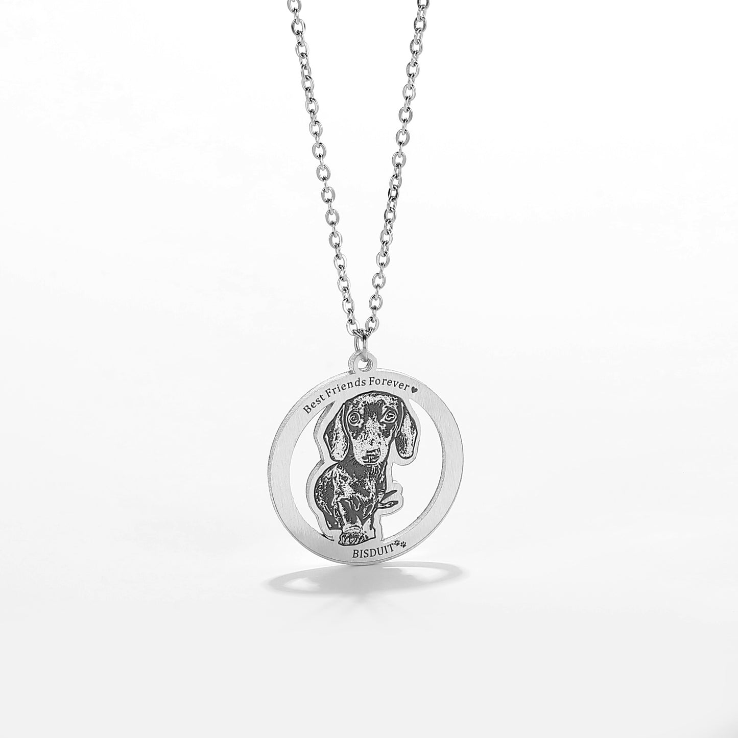 Personalized Halo Dog Necklace with Custom Engraved Photo - Heartfelt Memorial Jewelry for Pet Owners