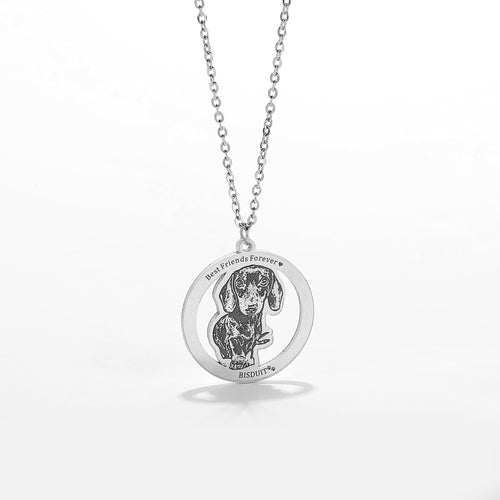 Personalized Halo Dog Necklace with Custom Engraved Photo - Heartfelt Memorial Jewelry for Pet Owners