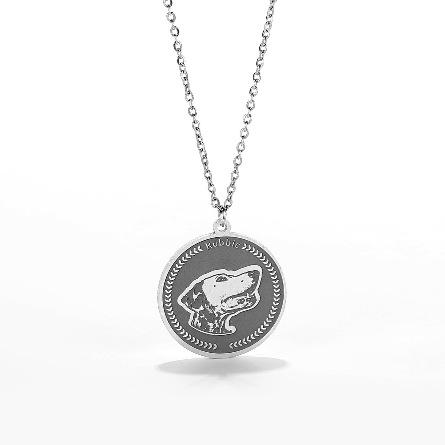 Custom Engraved Black Medallion Dog Necklace with Personalized Photo - Elegant Memorial Gift for Dog Lovers