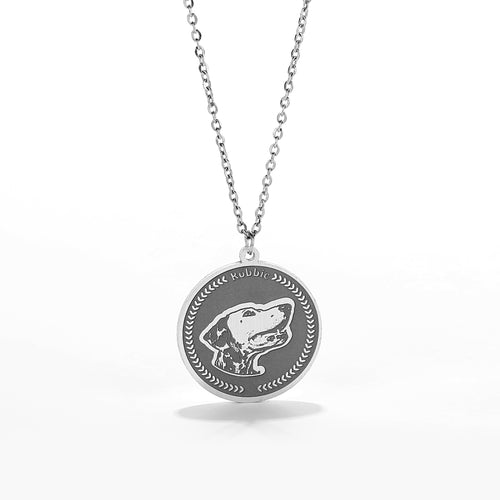 Custom Engraved Black Medallion Dog Necklace with Personalized Photo - Elegant Memorial Gift for Dog Lovers