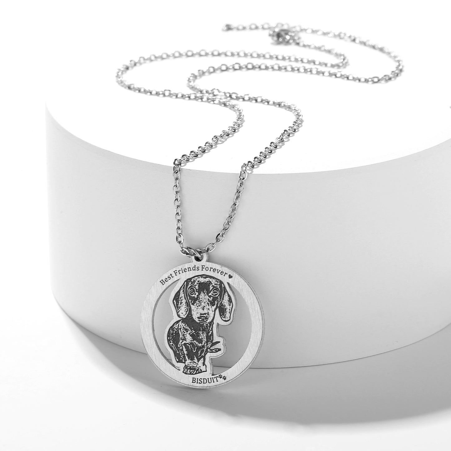 Personalized Halo Dog Necklace with Custom Engraved Photo - Heartfelt Memorial Jewelry for Pet Owners