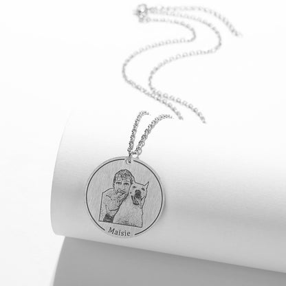 Personalized Medallion Dog Necklace with Custom Engraved Photo - Unique Keepsake for Dog Owners