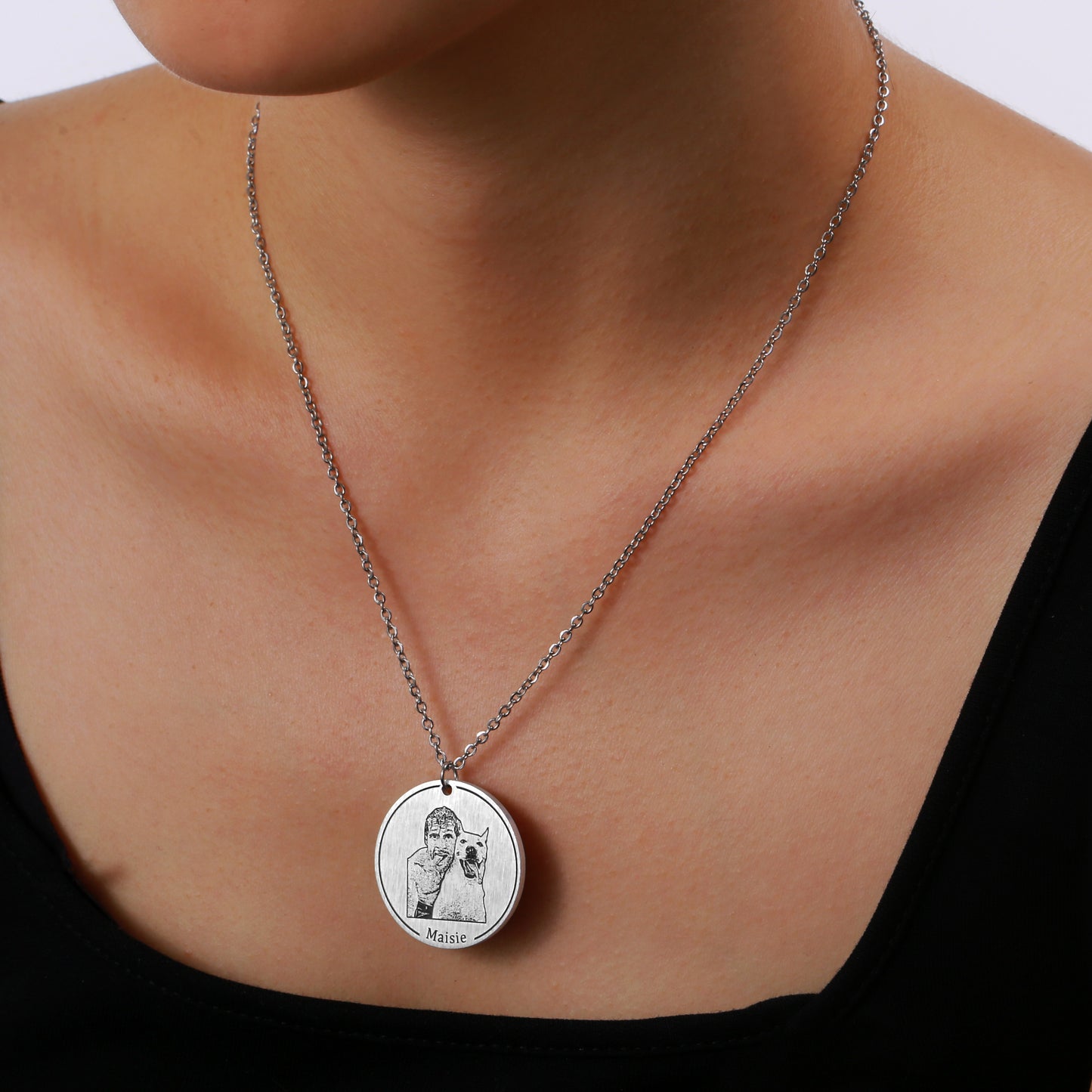 Personalized Medallion Dog Necklace with Custom Engraved Photo - Unique Keepsake for Dog Owners