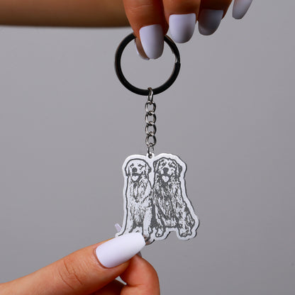 Wonsup® Life-Like Dog Keychain with Custom Engraved Photo - Realistic Pet Memorial Accessory