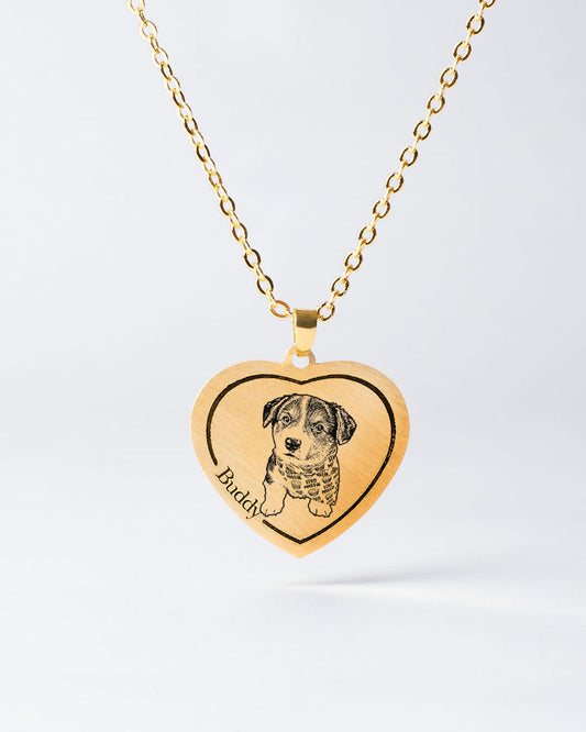 Personalized Heart Dog Necklace with Custom Engraved Photo - Sentimental Keepsake for Pet Lovers