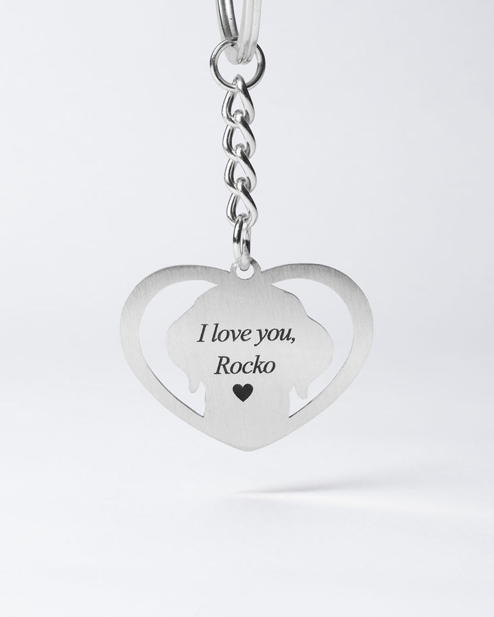 Custom Engraved Halo Heart Dog Keychain with Personalized Photo - Heartfelt Memorial Gift for Pet Lovers