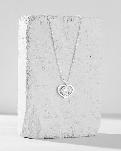 Personalized Halo Heart Dog Necklace with Custom Engraved Photo - Heartfelt Keepsake for Dog Owners